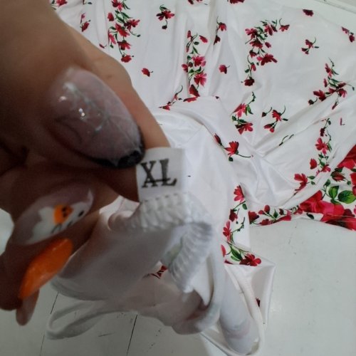 WOMEN'S FLORAL SLIP DRESS - EXTRA LARGE - WHITE/ RED FLORAL PRINT image 3