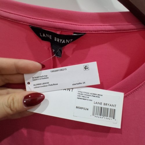 WOMEN'S LANE BRYANT BOAT NECK TOP - 2X - PINK (STYLE: ALONNA LB0036) image 3