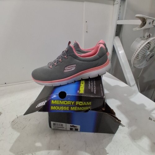 WOMENS SKECHERS ATHLETIC WALKING SHOES - size 9.5 - GRAY / PINK (STYLE: 12980W) image 2