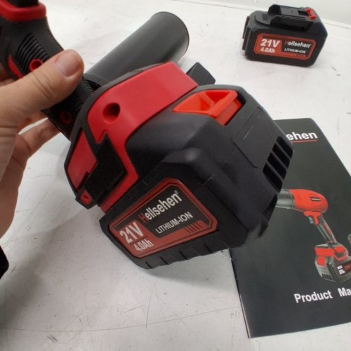 HELLSEHEN HANDHELD CORDLESS LEAF BLOWER FOR PATIO CLEANING, LAWN CARE, BLOWING LEAVES/DUST WITH 2 BATTERIES AND CHARGER INCLUDED - 21V - RED/BLACK (MODEL: ZLG-LB) image 2