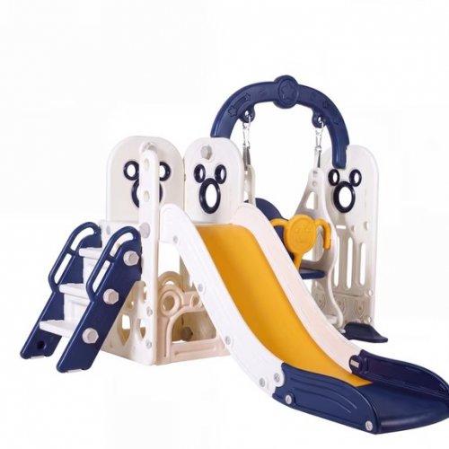LAZY BUDDY SLIDE AND SWING SET WITH BASKETBALL HOOP - BLUE / YELLOW (MODEL:KT-CS18) image 2