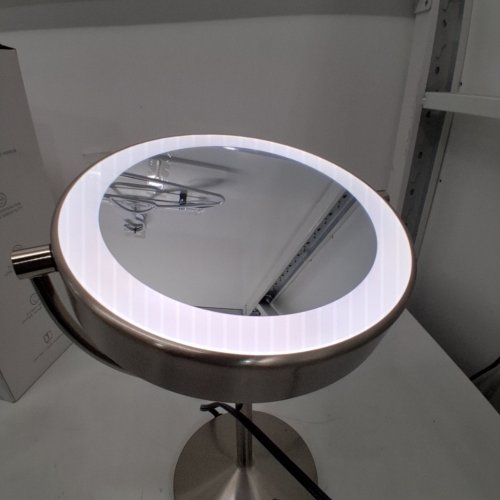 CONAIR HALO DOUBLE SIDED ROUND VANITY MIRROR WITH 3 LIGHT MODES - 1X AND 10X MAGNIFICATION - SATIN NICKEL (MODEL: BE401X2L) image 3