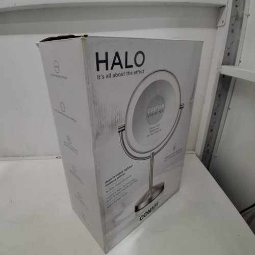 CONAIR HALO DOUBLE SIDED ROUND VANITY MIRROR WITH 3 LIGHT MODES - 1X AND 10X MAGNIFICATION - SATIN NICKEL (MODEL: BE401X2L) image 6