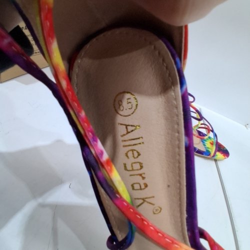 ALLEGRA K STRAPPY HEELED SANDALS - SIZE 8.5 - MULTICOLOR image 3