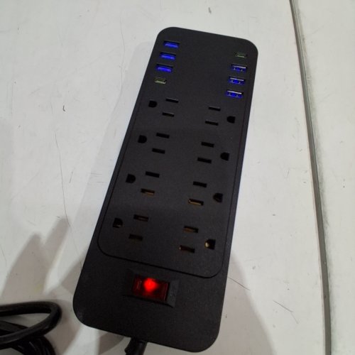 POWER STRIP WITH USB PORTS - 74" - BLACK (MODEL: CY-03) image 2