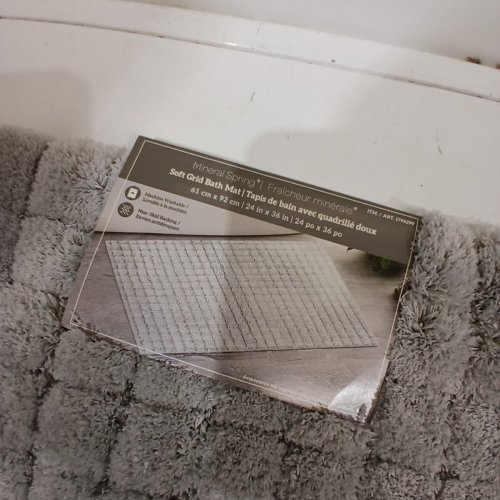 MINERAL SPRING PLUSH GRID BATH MAT - 2FT X 3FT - GREY (MODEL: 1796299) image 3