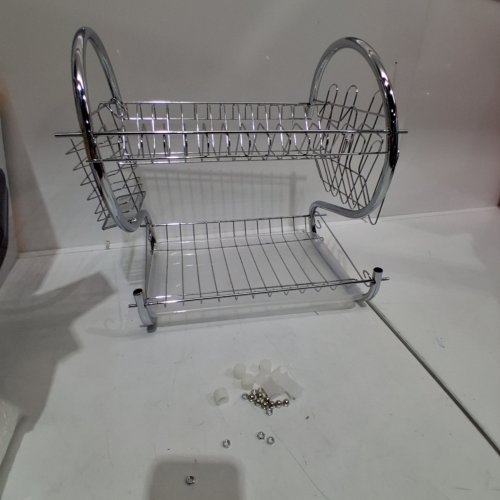 MULTIFUNCTIONAL S-SHAPED DISH DRYING RACK - 16" X 15" X 10" - SILVER image 2