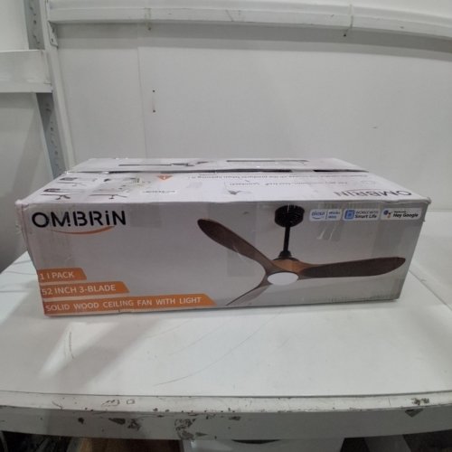 OMBRIN INDOOR/OUTDOOR CEILING FAN WITH LIGHTS - 52" - BRONZE WALNUT - (MODEL: OMB-FY-52-HT-001) image 5