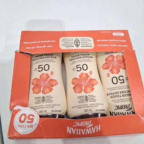 3PK HAWAIIAN TROPIC SHEER TOUCH ULTRA RADIANCE OIL FREE SUNSCREEN - SPF50 - 240ML/EACH image 2