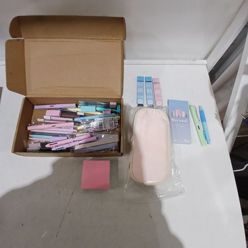 72PC AESTHETIC SCHOOL SUPPLIES WITH CUTE PENCIL CASE 12 PASTEL HIGHLIGHTERS 4 MULTICOLOR PENS 10 INK GEL PENS 10 MECHANICAL PENCILS - MULTICOLOR image 2