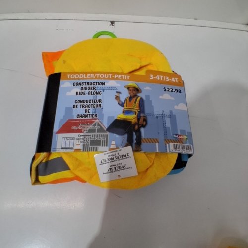 2PC TODDLERS CONSTRUCTION DIGGER RIDE-ALONG COSTUME SET - 3-4T - YELLOW AND ORANGE image 2