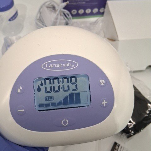 LANSINOH SIGNATURE PRO PORTABLE DOUBLE ELECTRIC BREAST PUMP WITH LCD SCREEN | 3 POWER MODES, FLANGES, 2 BOTTLES - PURPLE/WHITE (MODEL: 44677-0530-90) image 2