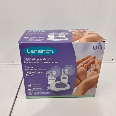 LANSINOH SIGNATURE PRO PORTABLE DOUBLE ELECTRIC BREAST PUMP WITH LCD SCREEN | 3 POWER MODES, FLANGES, 2 BOTTLES - PURPLE/WHITE (MODEL: 44677-0530-90) image 4