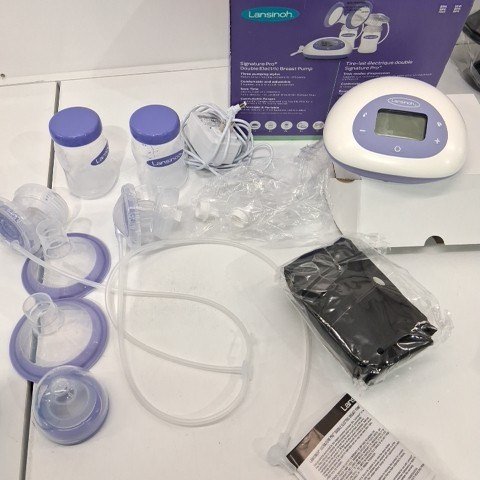 LANSINOH SIGNATURE PRO PORTABLE DOUBLE ELECTRIC BREAST PUMP WITH LCD SCREEN | 3 POWER MODES, FLANGES, 2 BOTTLES - PURPLE/WHITE (MODEL: 44677-0530-90) image 5