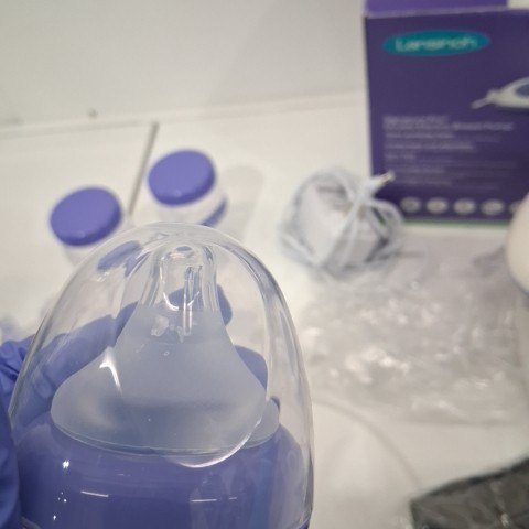 LANSINOH SIGNATURE PRO PORTABLE DOUBLE ELECTRIC BREAST PUMP WITH LCD SCREEN | 3 POWER MODES, FLANGES, 2 BOTTLES - PURPLE/WHITE (MODEL: 44677-0530-90) image 8