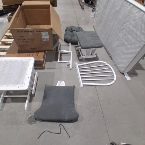 STORKCRAFT PREMIUM HOOP GLIDER & OTTOMAN - 40" X 30.5" X 30" - 15.5" X 20" X 15" - LIGHT GREY/WHITE (MODEL: 06550-6151-DF) image 4