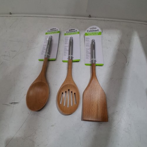 3PC CUISINART WOODEN KITCHEN UTENSILS - NATURAL WOOD (STYLE: CTG-BEW-STSC) image 2