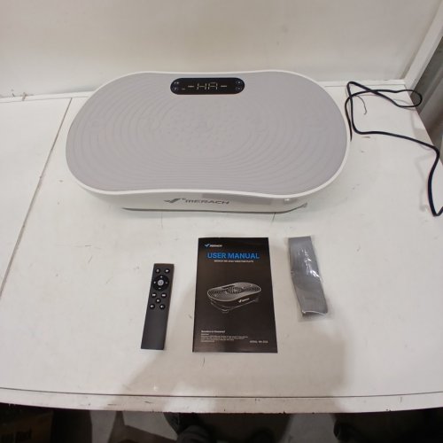 MERACH VIBRATION PLATE EXERCISE MACHINE WITH LED TOUCH SCREEN BLUETOOTH PULL CORD - 300LBS MAX - GREY / WHITE - (MODEL: MR-2533) image 3