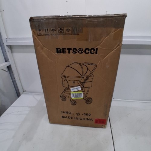 BETSOCCI STROLLER FOR PETS WITH STORAGE BASKET - 26.3" X 12.2" X 41.3" - GREY/BLACK image 4