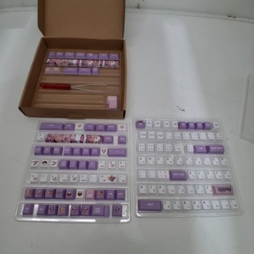 108PC IJKT KEYCAPS FOR CHERRY MX SWITCHES - ANSI ENGLISH AND JAPANESE - JIGGLYPUFF PINK/PURPLE/WHITE image 2