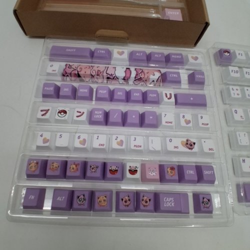 108PC IJKT KEYCAPS FOR CHERRY MX SWITCHES - ANSI ENGLISH AND JAPANESE - JIGGLYPUFF PINK/PURPLE/WHITE image 4