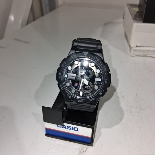 MENS CASIO CLASSIC QUARTZ CASUAL DIGITAL WATCH - 47.75MM - BLACK (MODEL: AEQ-100W-1BVCF) image 4