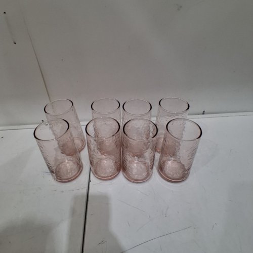 8PK ANCHOR HOCKING TEXTURED DRINKING GLASSES - 19.4OZ - PINK/CLEAR (MODEL: 3630877) image 3