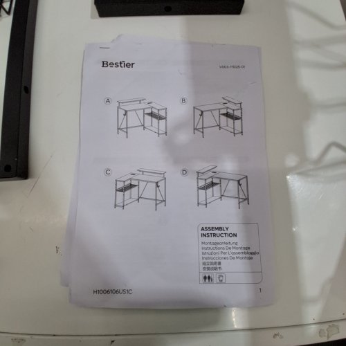 BESTIER L-SHAPED COMPUTER DESK WITH CHARGING & LED STRIP - 42" - BLACK (MODEL: 61061C) image 4