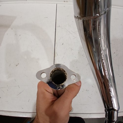 DONSP1986 CHROME EXPANSION CHAMBER MUFFLER FOR 2 STROKE 48CC/66CC/80CC ENGINE GAS MOTORIZED BICYCLE - CHROME (MODEL: CDH66) image 4
