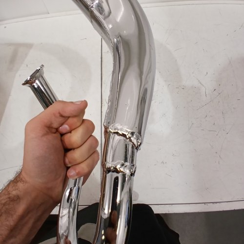 DONSP1986 CHROME EXPANSION CHAMBER MUFFLER FOR 2 STROKE 48CC/66CC/80CC ENGINE GAS MOTORIZED BICYCLE - CHROME (MODEL: CDH66) image 5