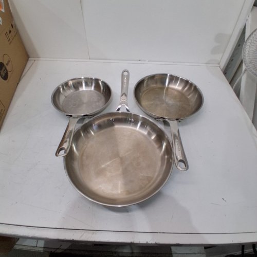 3PC JAMIE OLIVER T-FAL STAINLESS STEEL FRYING PAN SET - 8"/9.5"/10" - SILVER (MODEL: E311S334) image 3
