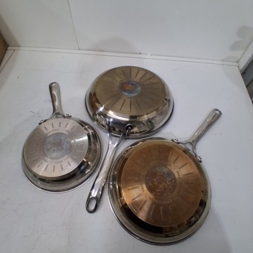 3PC JAMIE OLIVER T-FAL STAINLESS STEEL FRYING PAN SET - 8"/9.5"/10" - SILVER (MODEL: E311S334) image 5