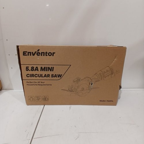 ENVENTOR MINI CORDED 4-1/2" CIRCULAR SAW WITH PRECISE LASER GUIDE & 6 ASSORTED 115MM BLADES - 5.8A, 3500RPM - BLUE (MODEL: 76604L) image 2