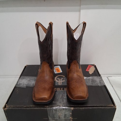 MEN'S FRYE X COLE HAUSER DECO-STITCH QIDE SQUARE TOE WESTERN BOOTS - 12 - SADDLE/DARK BROWN (STYLE: FR41527) image 3