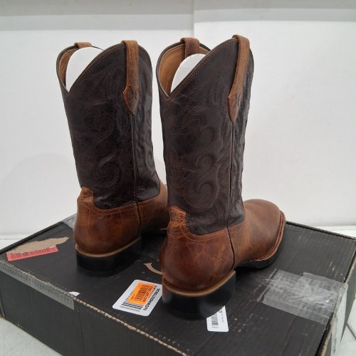 MEN'S FRYE X COLE HAUSER DECO-STITCH QIDE SQUARE TOE WESTERN BOOTS - 12 - SADDLE/DARK BROWN (STYLE: FR41527) image 4