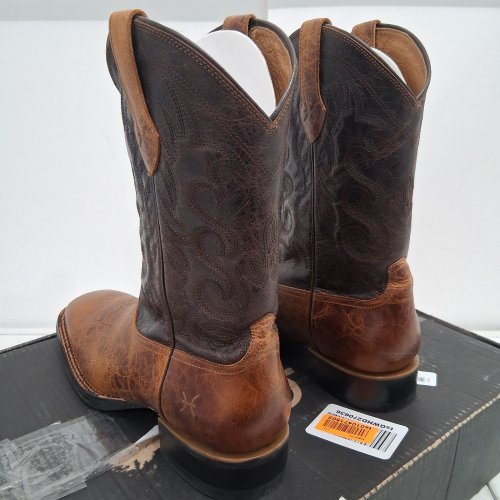 MEN'S FRYE X COLE HAUSER DECO-STITCH QIDE SQUARE TOE WESTERN BOOTS - 12 - SADDLE/DARK BROWN (STYLE: FR41527) image 5