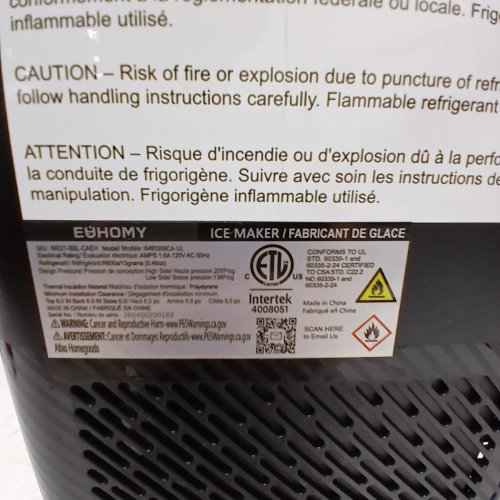 EUHOMY SELF-CLEANING BULLET COUNTERTOP PORTABLE ICE MAKER WITH ICE SCOOP - MAKES 27LB PER DAY - BLACK (MODEL: IM021-BBL-CAEH) image 5