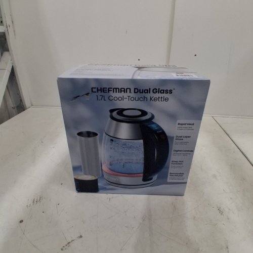 CHEFMAN DUAL-GLASS COOL TOUCH DIGITAL KETTLE WITH TEA INFUSER - 1500W - 1.7L - STAINLESS STEEL/BLACK (MODEL: RJ11-17-CTI-DG/1992747) image 2