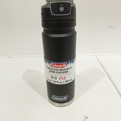 COLEMAN INSULATED STAINLESS STEEL SPILL PROOF HOT AND COLD WATER BOTTLE - 24OZ - BLACK image 3