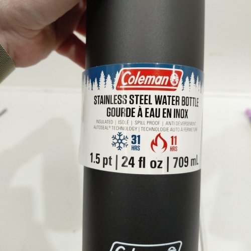COLEMAN INSULATED STAINLESS STEEL SPILL PROOF HOT AND COLD WATER BOTTLE - 24OZ - BLACK image 4
