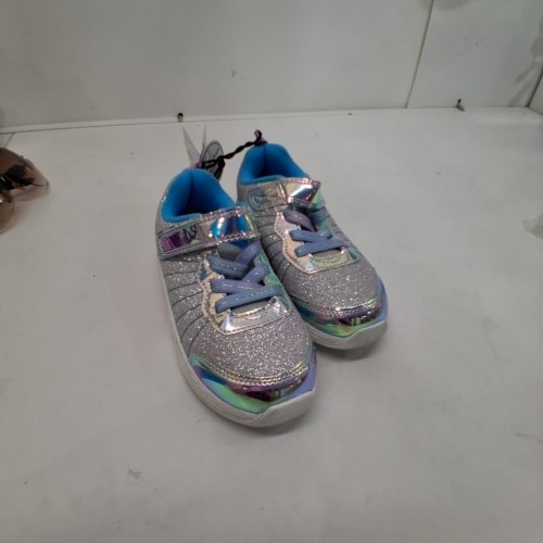 GIRLS ATHLETIC WORK SLIGHT UP GLITTER SNEAKERS - 12 - SILVER image 2