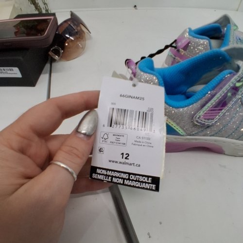GIRLS ATHLETIC WORK SLIGHT UP GLITTER SNEAKERS - 12 - SILVER image 3