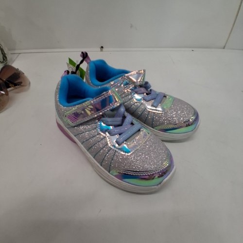 GIRLS ATHLETIC WORK SLIGHT UP GLITTER SNEAKERS - 12 - SILVER image 4
