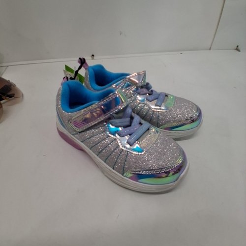 GIRLS ATHLETIC WORK SLIGHT UP GLITTER SNEAKERS - 12 - SILVER image 5