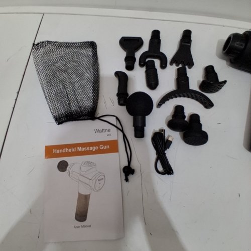 WATTNE MASSAGE DEEP TISSUE PERCUSSION MASSAGE GUN WITH ASSORTED ATTACHMENT HEADS - CARBON (MODEL: W2/RC-MG-010) image 4