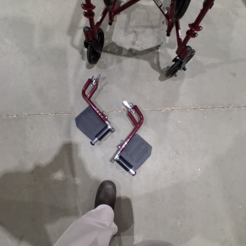 MEDLINE ALUMINUM TRANSPORT CHAIR WITH WHEELS - 300LB CAP - RED image 3