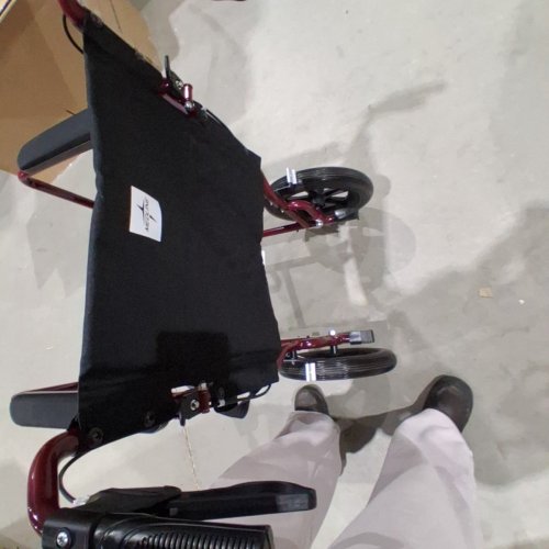 MEDLINE ALUMINUM TRANSPORT CHAIR WITH WHEELS - 300LB CAP - RED image 4
