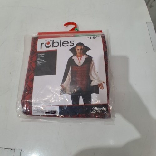3PC MEN'S RUBIES VAMPIRE COSTUME - EXTRA LARGE - BLACK / RED image 2
