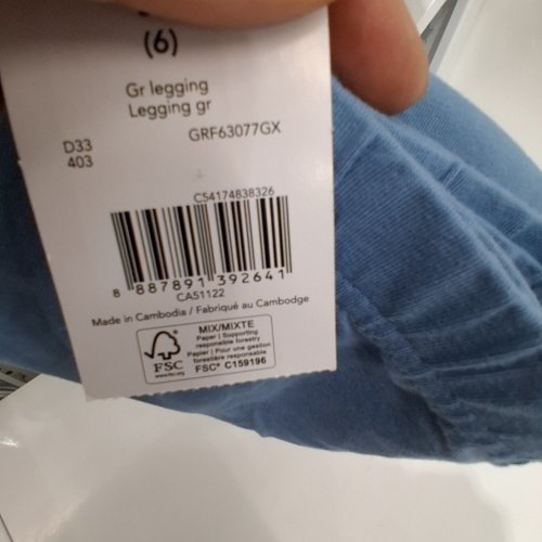GIRL'S GEORGE COTTON LEGGINGS - SMALL (6) - BLUE (STYLE: GRF63077GX) image 3