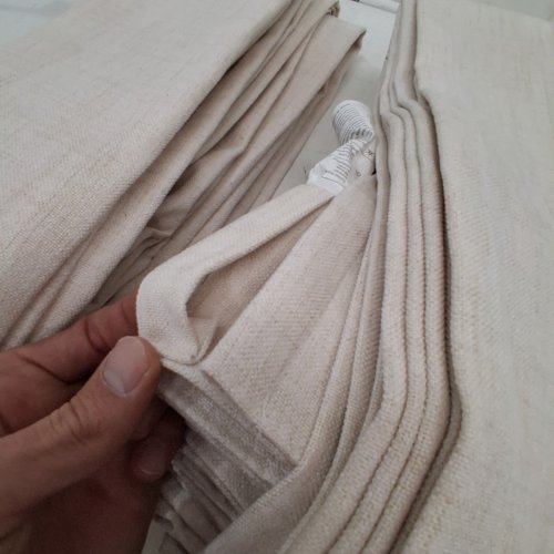 (2 PANEL) NATURAL LINEN BLACKOUT CURTAINS - THERMAL HEAVY DRAPES, 60" X 102" - BEIGE LINEN image 3